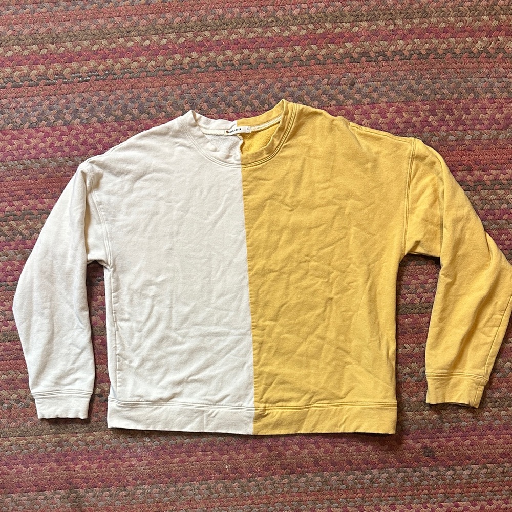 MARINE LAYER TWO TONE YELLOW CREAM SWEATSHIRT STRETCH